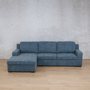 Rome Leather Sofa Chaise Sectional - LHF Leather Sectional Leather Gallery Flux Blue 