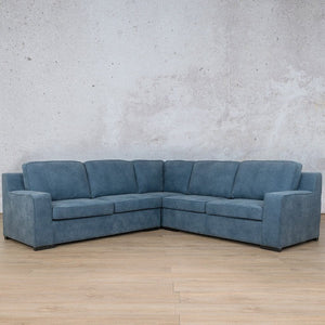 Rome Leather L-Sectional 5 Seater Leather Sectional Leather Gallery Flux Blue 