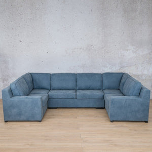 Rome Leather U-Sofa Sectional Leather Sectional Leather Gallery Flux Blue 