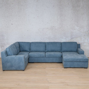 Rome Leather U-Sofa Chaise Sectional - RHF Leather Sectional Leather Gallery Flux Blue 