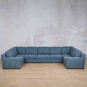 Rome Leather Modular U-Sofa Sectional Leather Sectional Leather Gallery Flux Blue 