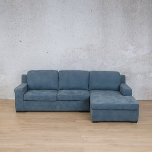 Rome Leather Sofa Chaise Sectional - RHF Leather Sectional Leather Gallery Flux Blue 