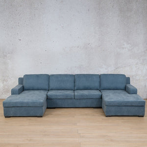 Rome Leather Sofa U-Chaise Sectional Leather Sectional Leather Gallery Flux Blue 