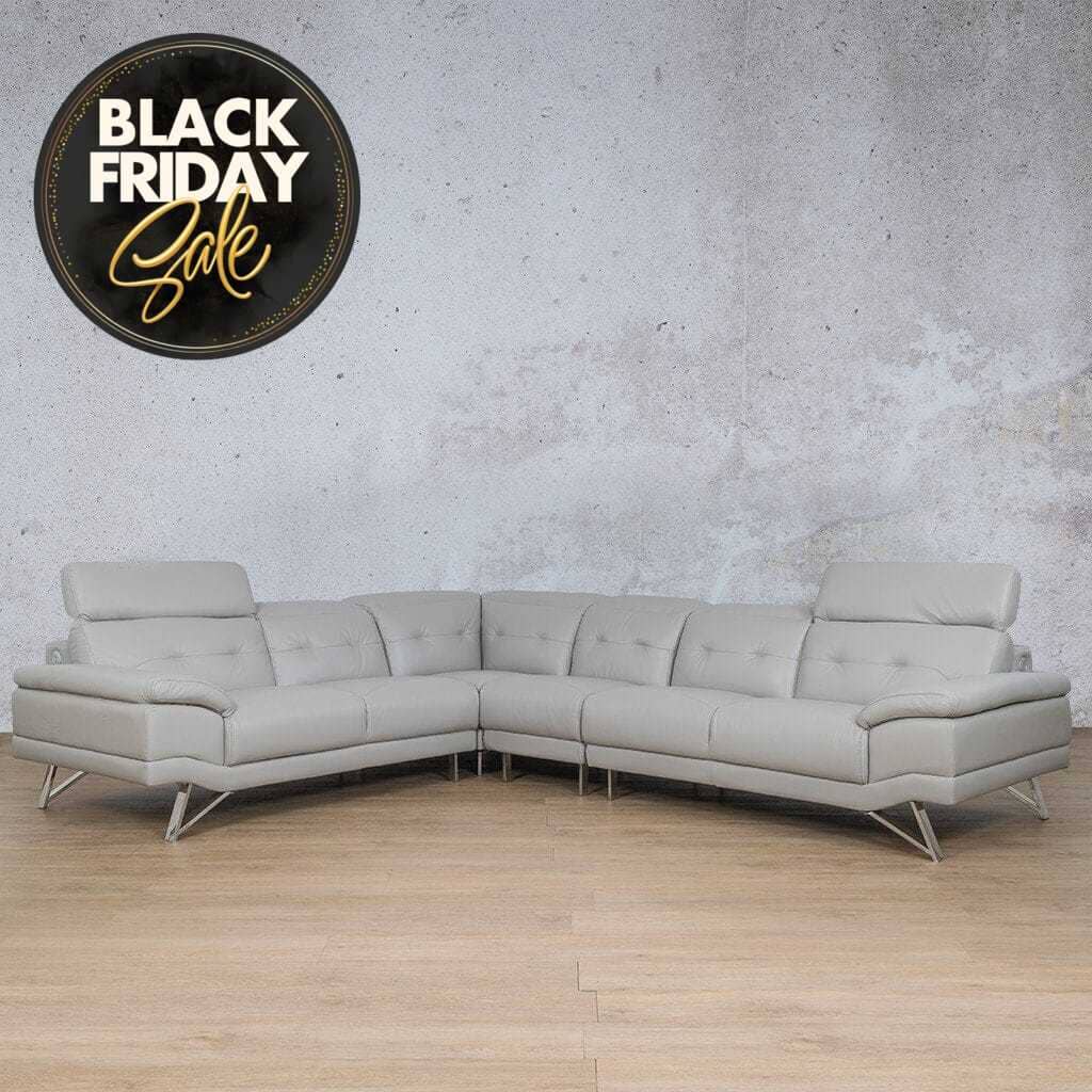 Manila Leather Sectional - Black Friday Sale Leather Sectional Leather Gallery Grey 