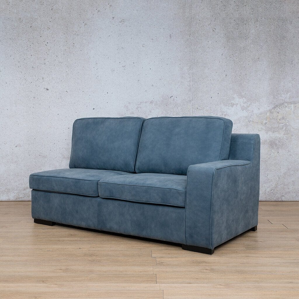Rome Leather 2 Seater RHF Leather Sofa Leather Gallery Flux Blue Full Foam 