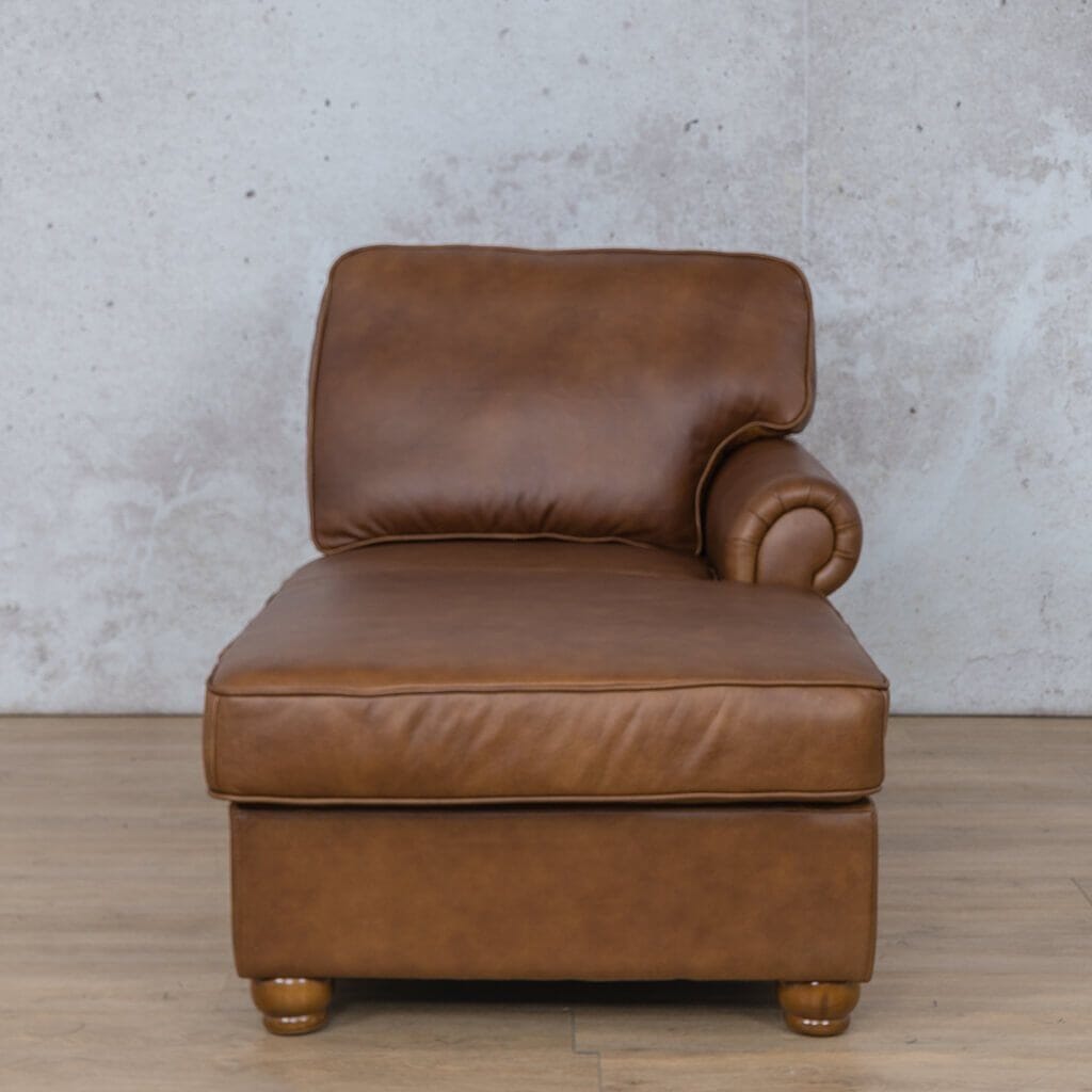 Salisbury Leather Chaise RHF Leather Armchair Leather Gallery Czar Pecan-S Full Foam 