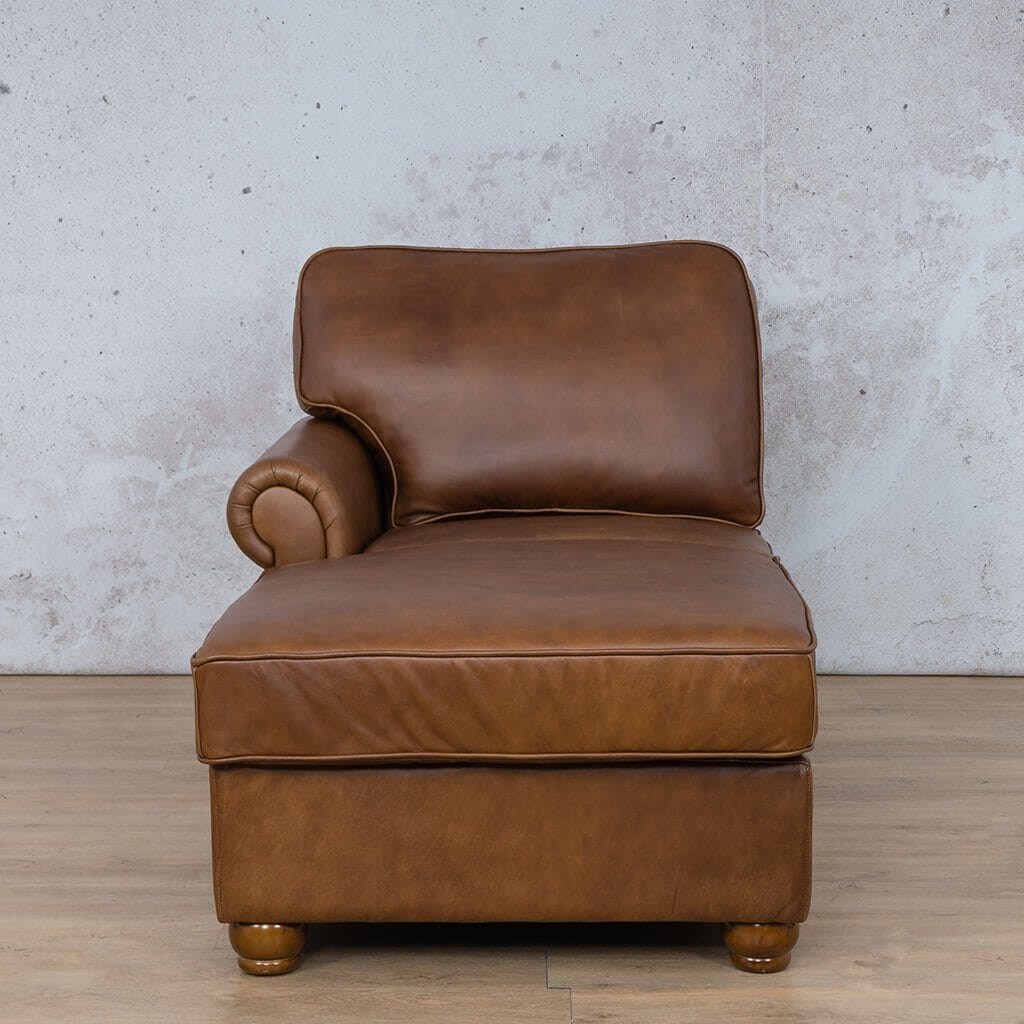 Salisbury Leather Chaise LHF Leather Armchair Leather Gallery Czar Pecan-S Full Foam 