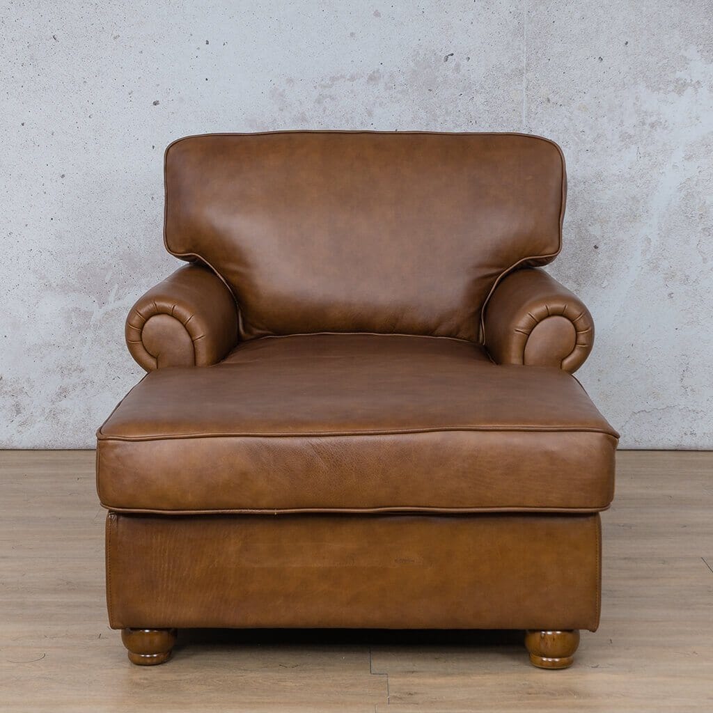 Salisbury Leather 2 Arm Chaise Leather Armchair Leather Gallery Czar Pecan-S Full Foam 