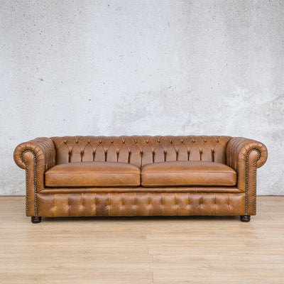 home products chesterfield 3 seater leather sofa