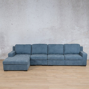 Rome Leather Sofa Chaise Modular Sectional - LHF Leather Sectional Leather Gallery Flux Blue 