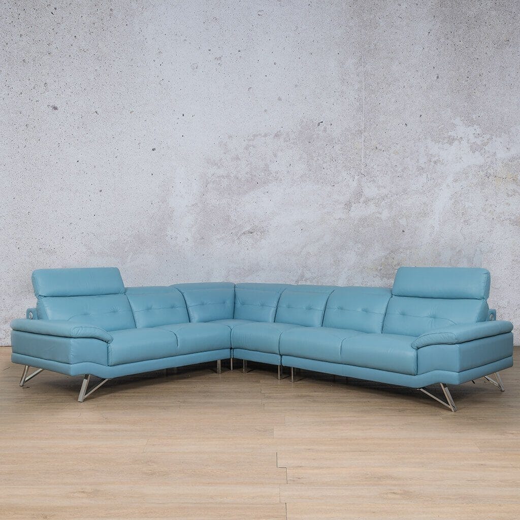 Manila Leather Sectional -Available on Special Order Plan Only Leather Sectional Leather Gallery Light Blue 