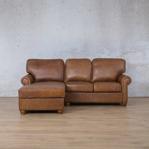Salisbury Leather Sofa Chaise Sectional - LHF Leather Sectional Leather Gallery Czar Pecan 
