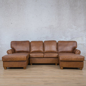 Salisbury Leather Sofa U-Chaise Sectional Leather Sectional Leather Gallery Czar Pecan 