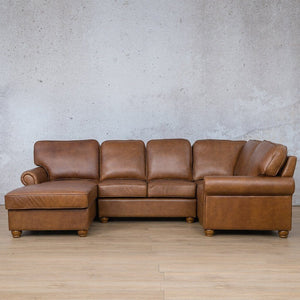 Salisbury Leather U-Sofa Chaise Sectional - LHF Leather Sectional Leather Gallery Czar Pecan 
