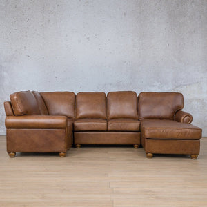 Salisbury Leather U-Sofa Chaise Sectional - RHF Leather Sectional Leather Gallery Czar Pecan 