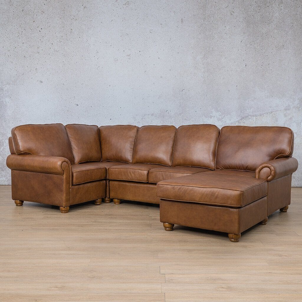 Salisbury Leather U-Sofa Chaise Sectional - RHF Leather Sectional Leather Gallery 