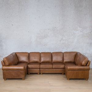 Salisbury Leather Modular U-Sofa Sectional Leather Sectional Leather Gallery Czar Pecan 