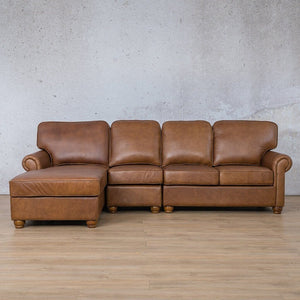 Salisbury Leather Sofa Chaise Modular Sectional - LHF Leather Sectional Leather Gallery Czar Pecan 