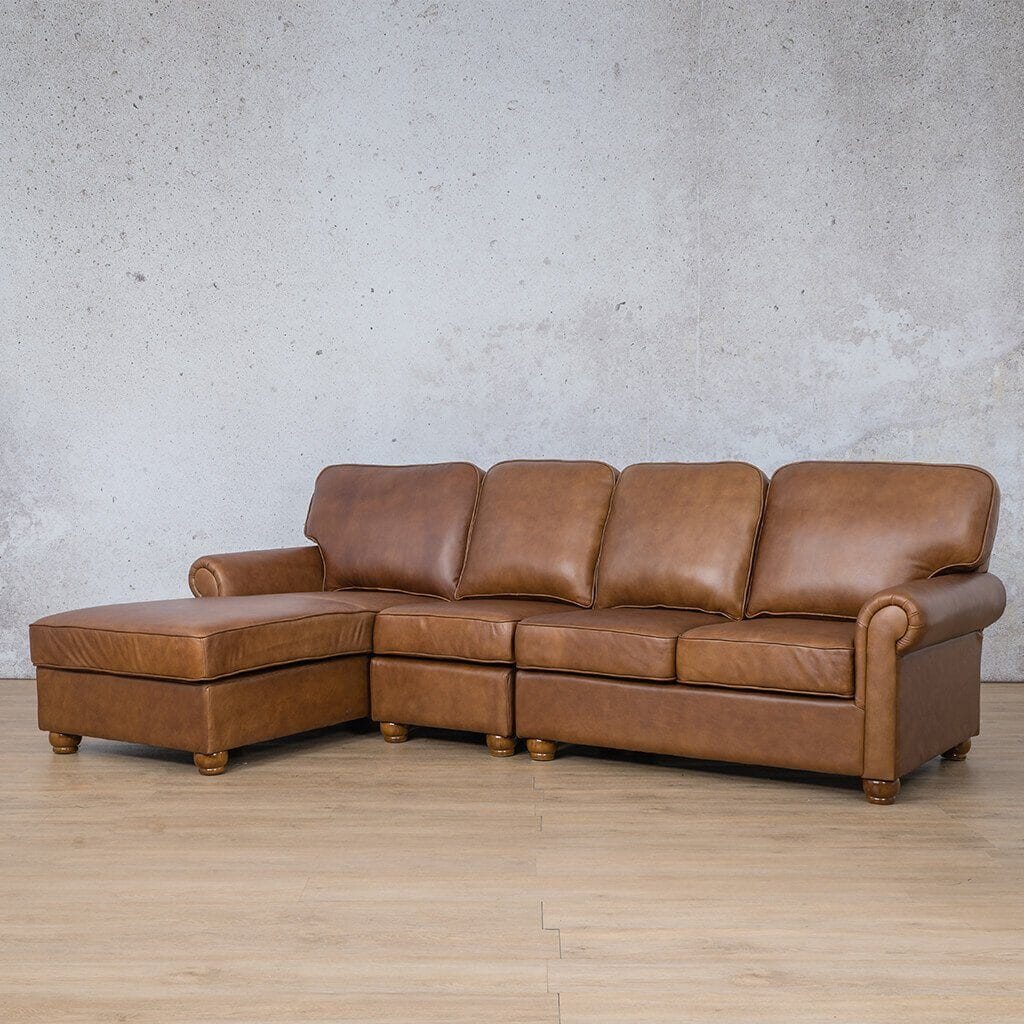 Salisbury Leather Sofa Chaise Modular Sectional - LHF Leather Sectional Leather Gallery 