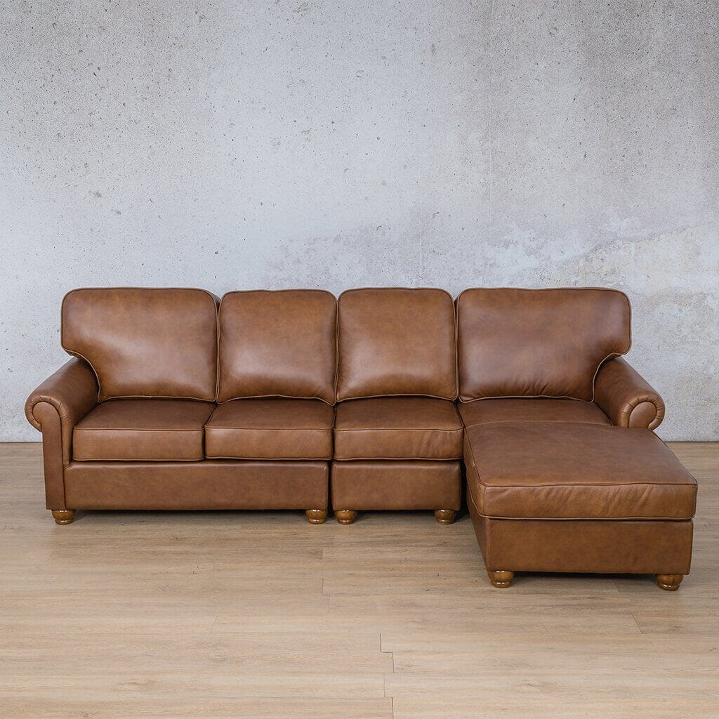 Salisbury Leather Sofa Chaise Modular Sectional - RHF Leather Sectional Leather Gallery 