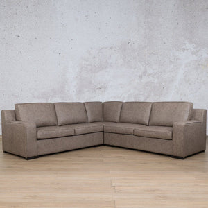 Rome Leather L-Sectional 5 Seater Leather Sectional Leather Gallery Bedlam Taupe 