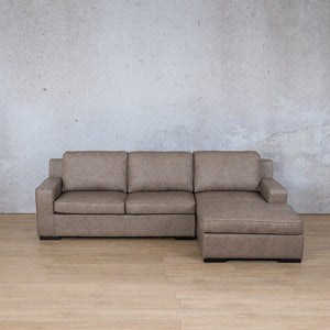 Rome Leather Sofa Chaise Sectional - RHF Leather Sectional Leather Gallery Bedlam Taupe 
