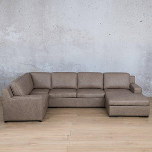 Rome Leather U-Sofa Chaise Sectional - RHF Leather Sectional Leather Gallery Bedlam Taupe 