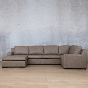 Rome Leather U-Sofa Chaise Sectional - LHF Leather Sectional Leather Gallery Bedlam Taupe 