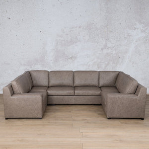 Rome Leather U-Sofa Sectional Leather Sectional Leather Gallery Bedlam Taupe 