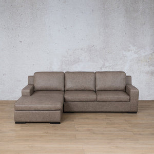 Rome Leather Sofa Chaise Sectional - LHF Leather Sectional Leather Gallery Bedlam Taupe 