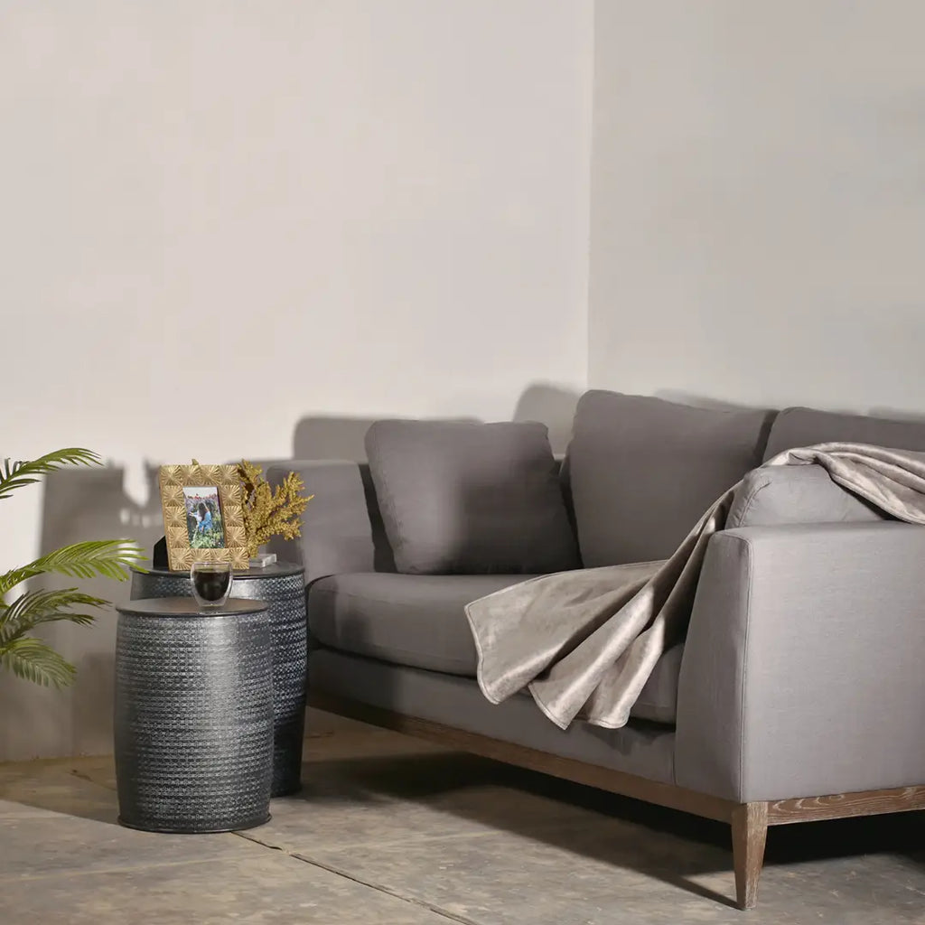 Add the perfect finishing touch to your sofa with the Harper Charcoal Grey & Morning Mist Fabric Throw! 