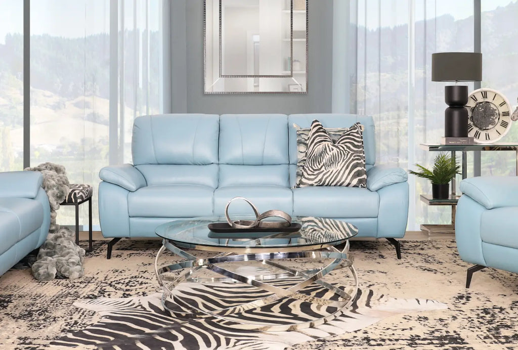 Upgrade your open-plan living space with the Maddox 3 Seater Leather Couch’s modern design.