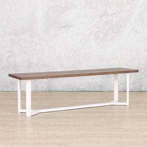 McKinely Bench - Antique Dark Oak & White Dining Table Leather Gallery 