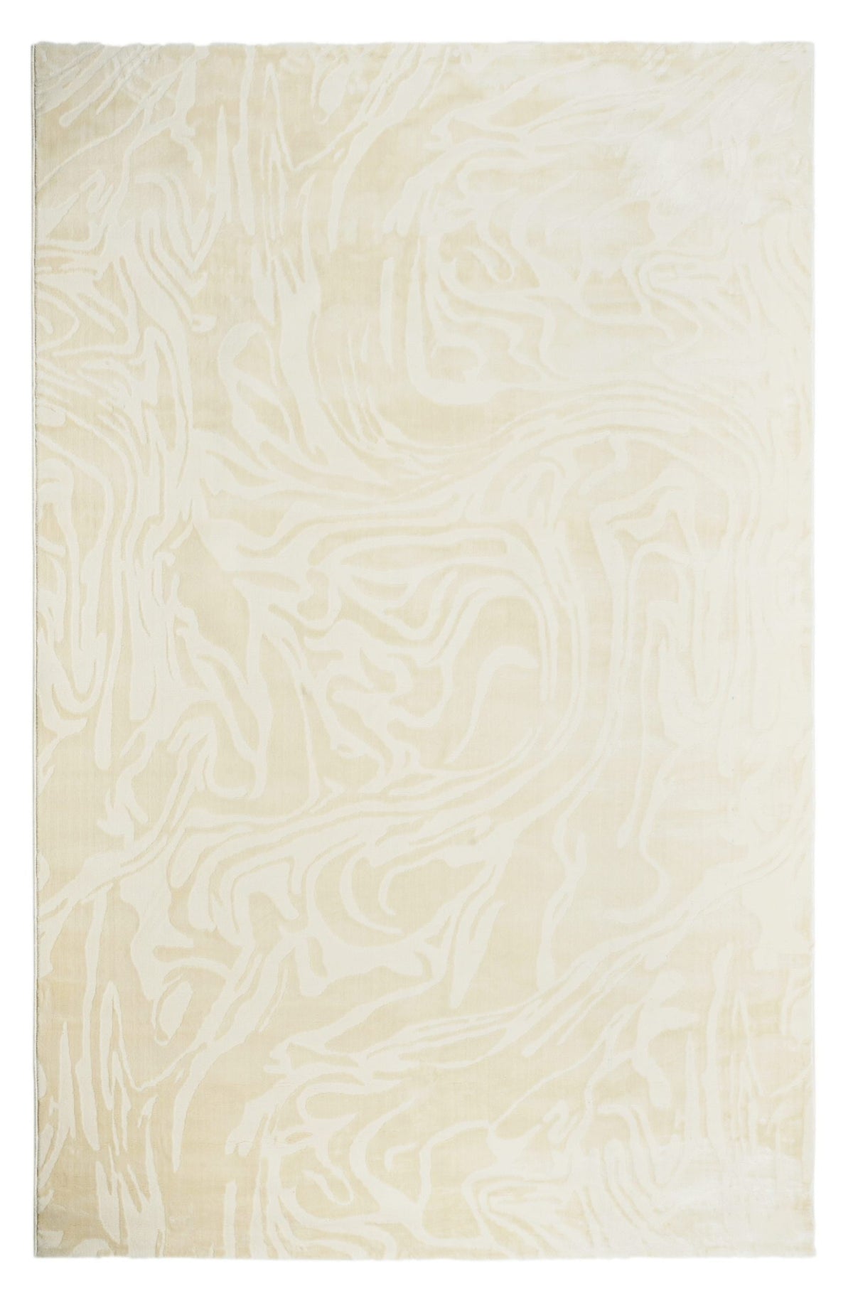 Gallery Everyday Marmora Rug in Natural Pearl, featuring a textured cream surface with a flowing wavy pattern.