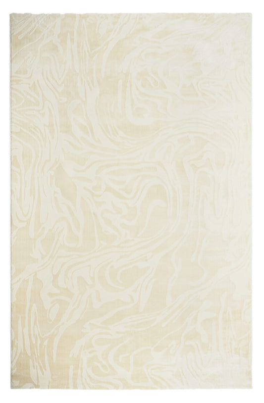 Gallery Everyday Marmora Rug in Natural Pearl, featuring a textured cream surface with a flowing wavy pattern.