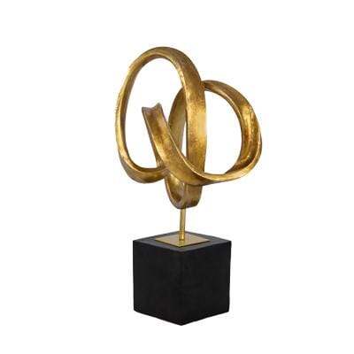 Mercer Ribbon Sculpture Ornament Leather Gallery Gold 36 x 23 x 66cm 