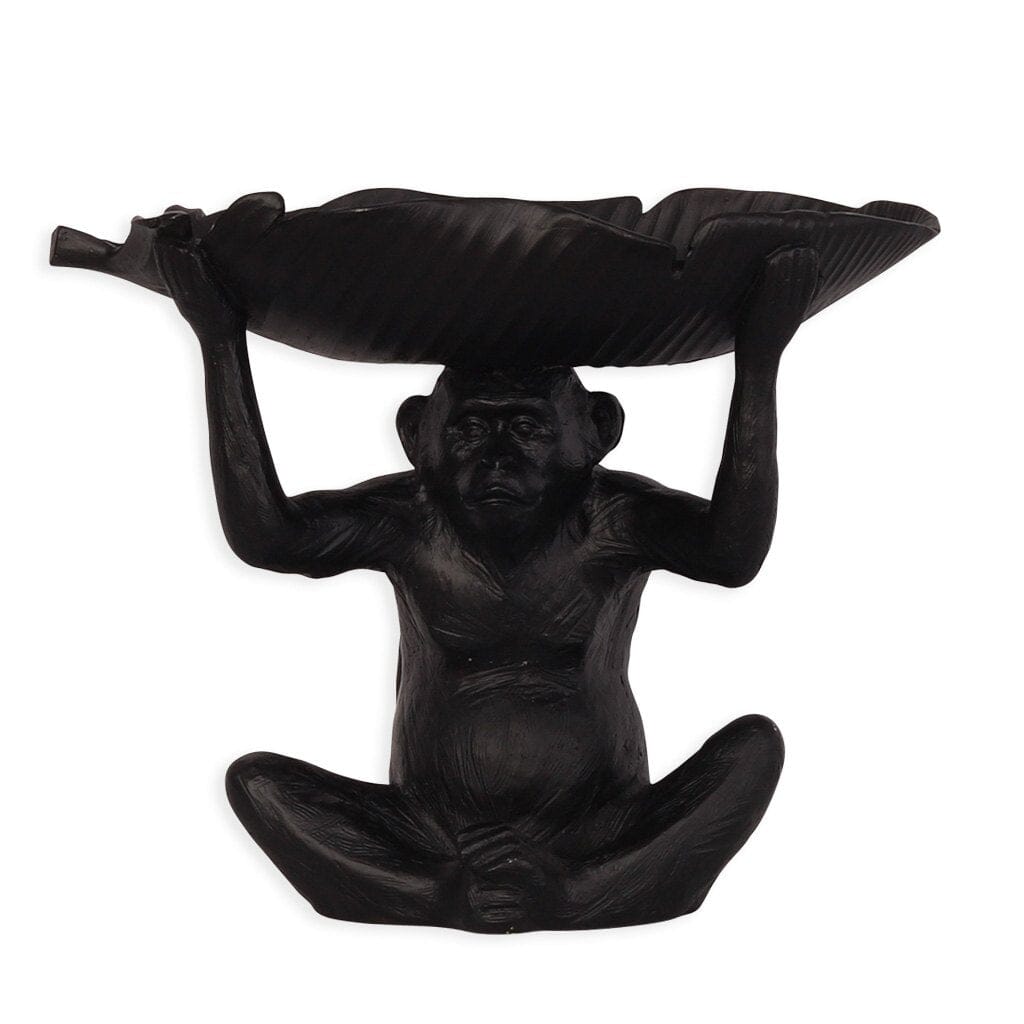 Monkey with Tray Ornament - Black Ornament Leather Gallery 