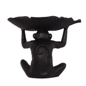 Monkey with Tray Ornament - Black Ornament Leather Gallery 