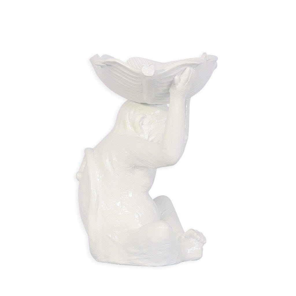 Monkey with Tray Ornament - White Ornament Leather Gallery 