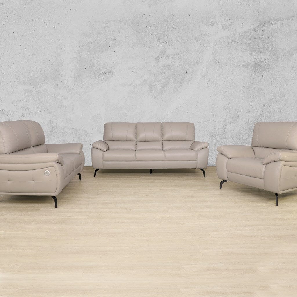 Maddox 3+2+1 Leather Sofa Suite - Available on Special Order Plan Only Leather Sofa Leather Gallery Grey 