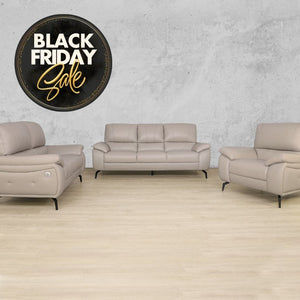 Maddox 3+2+1 Leather Sofa Suite - Grey - Black Friday