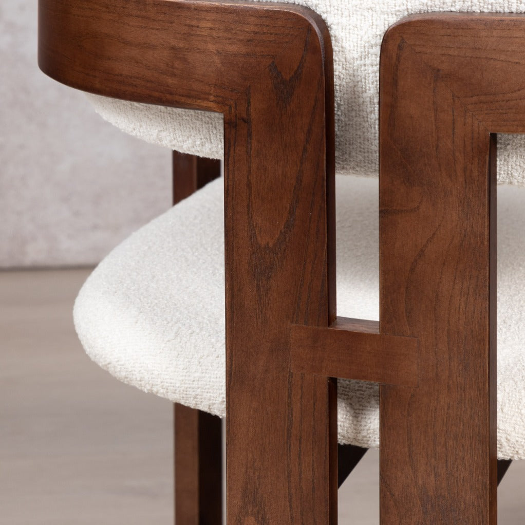 Marlon Dining Chair - Walnut | wooden dining chairs, upholstered dining chairs, fabric dining chairs, dining chairs closeup