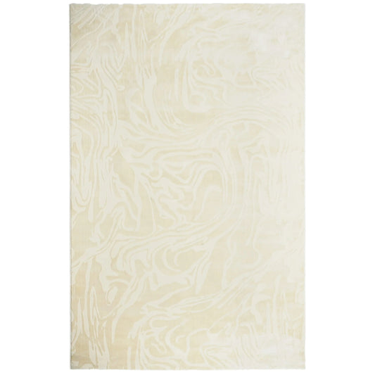 Gallery Everyday Marmora Rug in Natural Pearl, featuring a textured cream surface with a flowing wavy pattern.