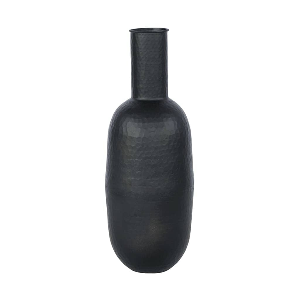 Matteo Hammered Vase Vase Leather Gallery 23 x 60cm Black 