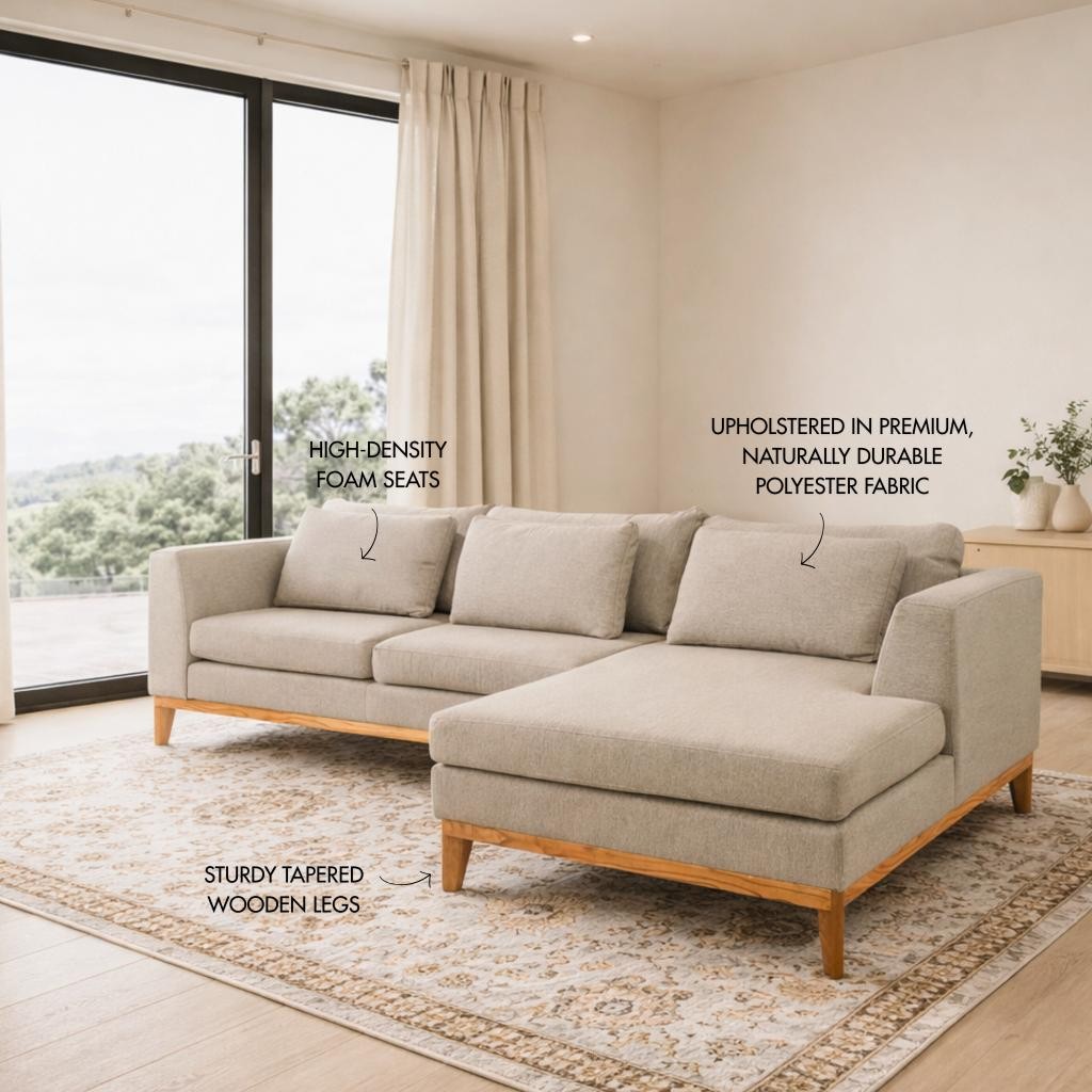 Modena Fabric Chaise RHF| Leather Gallery Modular Sectional Couches Kenya Sand