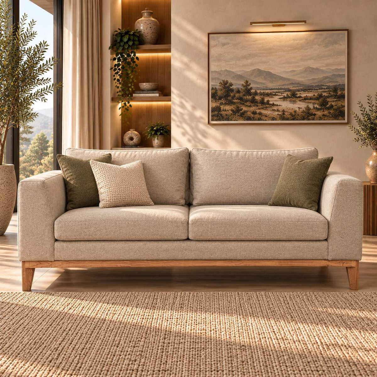 Modena 2 Seater fabric Couches - Kenya Sand | Leather Gallery 