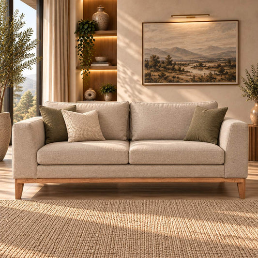 Modena 2 Seater fabric Couches - Kenya Sand | Leather Gallery 