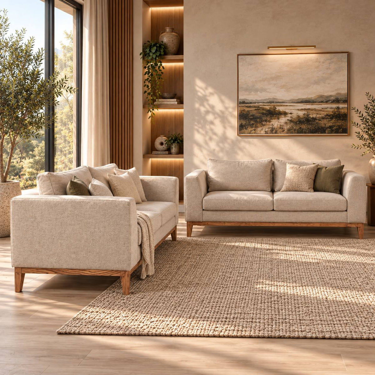 Modena 3+2 Fabric Sofa Suite Kenya Sand
