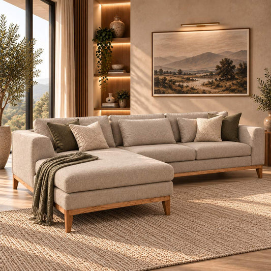 Modena 3 Seater Fabric Couch | Kenya Sand | Leather Gallery