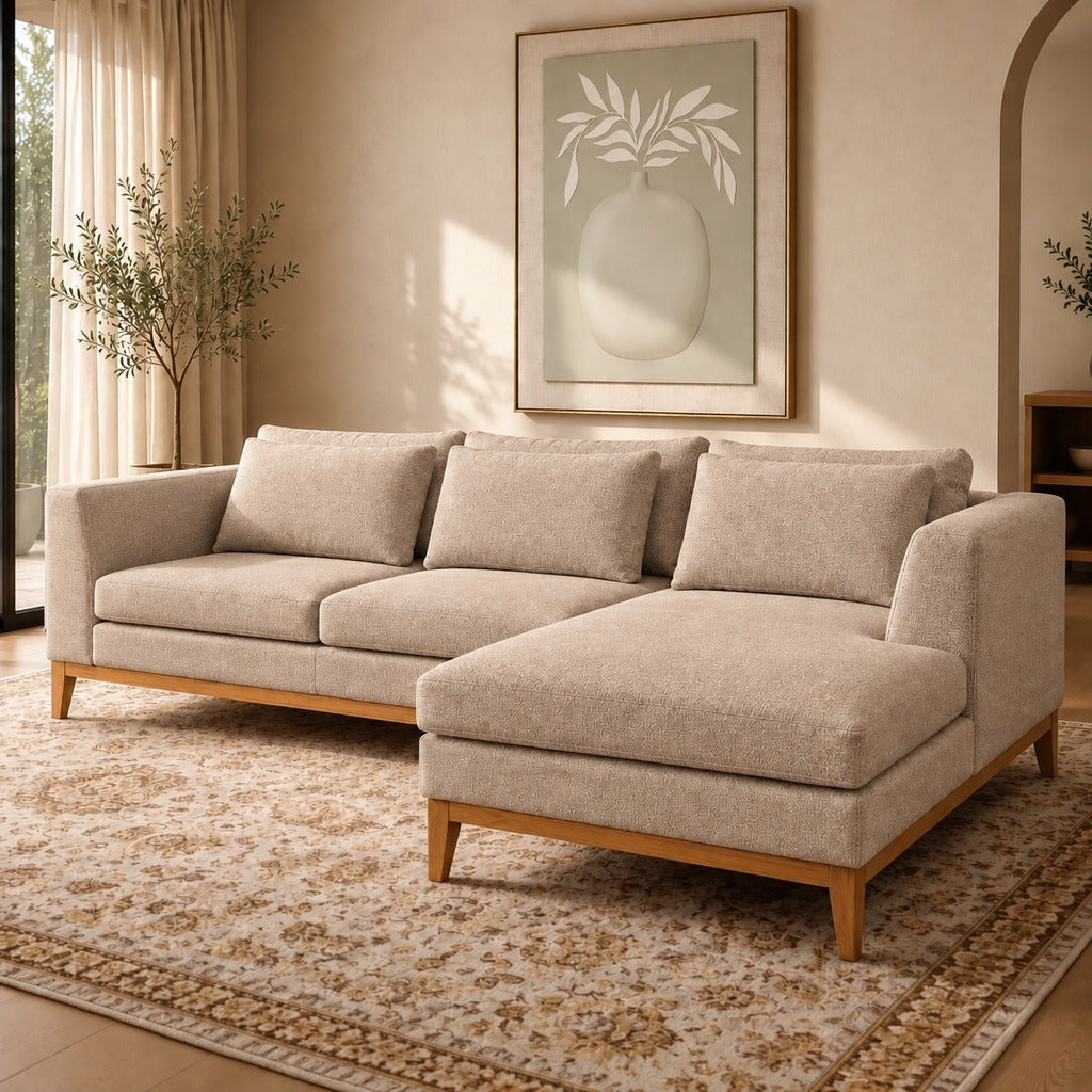leather gallery modena fabric chaise sectional couch - rhf kenya sand